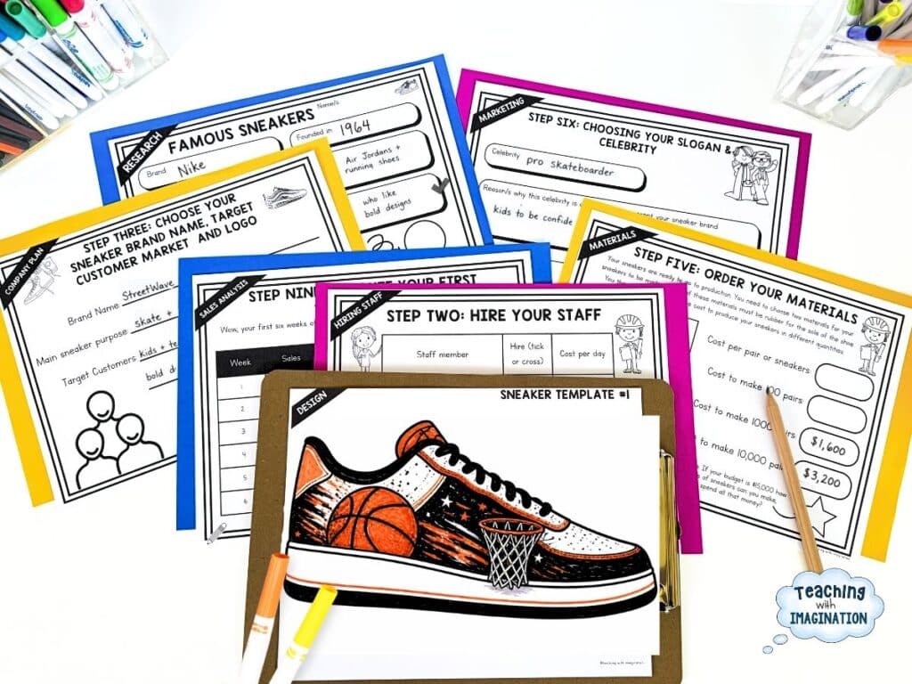 20 Last Week of School Activities for When Everyone Has Checked Out 5 Design a Sneaker project based learning activity for Grades 3 to 5